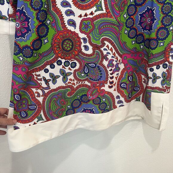 Jude Connally Holly Paisley Bright Colorful Tunic Mini  Shift Dress V-Neck XL - Picture 7 of 9